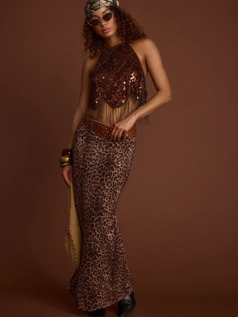 12th Tribe Julia Leopard Print Maxi Skirt BNWT Size S